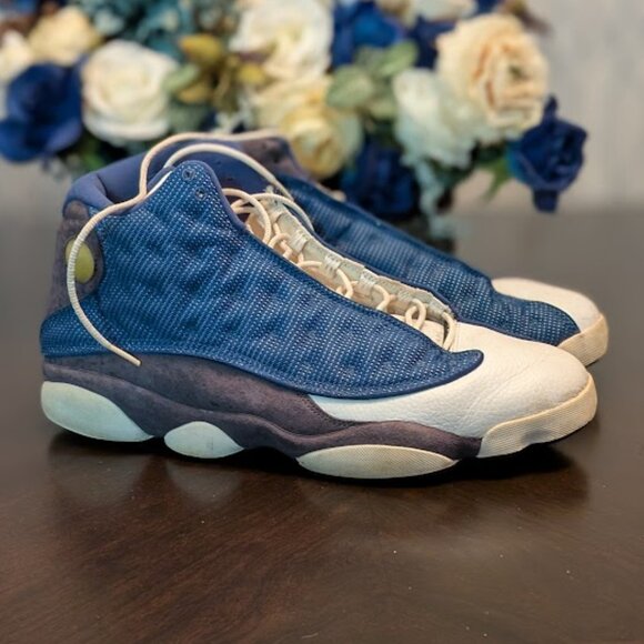 S6 JORDAN 13 Retro Flint Blue/Gray/White Sneaker - Picture 1 of 10